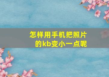 怎样用手机把照片的kb变小一点呢