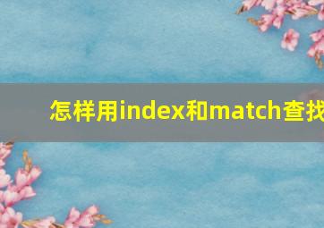 怎样用index和match查找