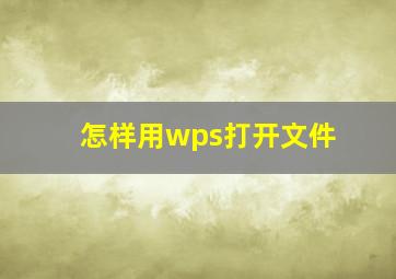 怎样用wps打开文件