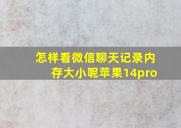 怎样看微信聊天记录内存大小呢苹果14pro