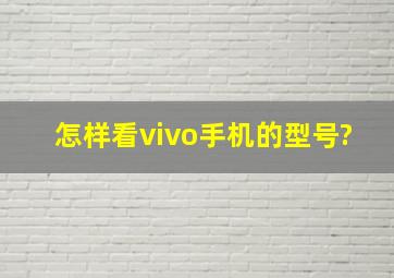 怎样看vivo手机的型号?