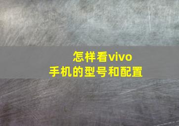 怎样看vivo手机的型号和配置