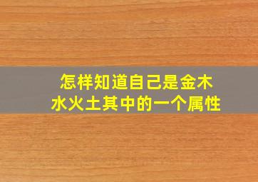 怎样知道自己是金木水火土其中的一个属性