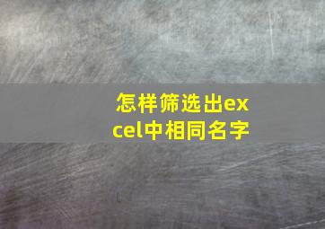 怎样筛选出excel中相同名字