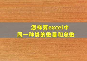 怎样算excel中同一种类的数量和总数