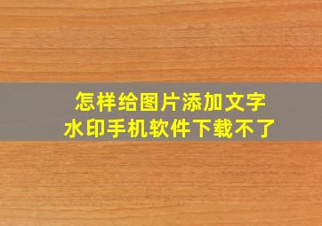 怎样给图片添加文字水印手机软件下载不了