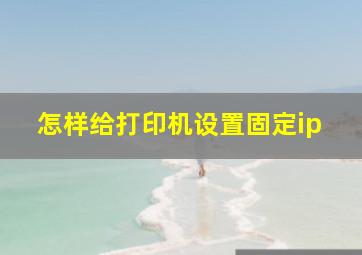 怎样给打印机设置固定ip