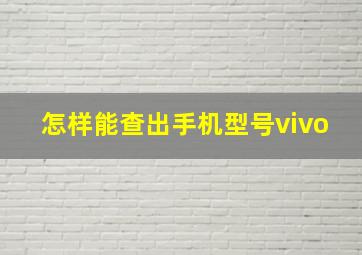 怎样能查出手机型号vivo