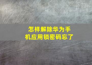 怎样解除华为手机应用锁密码忘了