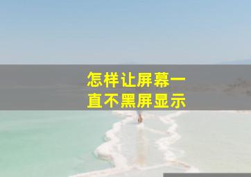 怎样让屏幕一直不黑屏显示