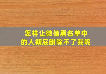 怎样让微信黑名单中的人彻底删除不了我呢