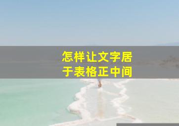 怎样让文字居于表格正中间