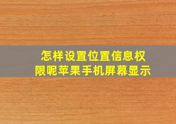 怎样设置位置信息权限呢苹果手机屏幕显示