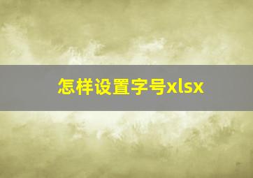 怎样设置字号xlsx