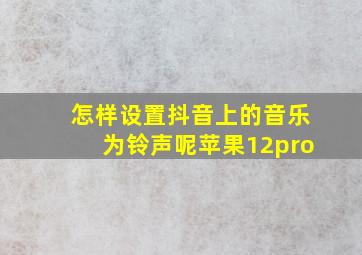 怎样设置抖音上的音乐为铃声呢苹果12pro