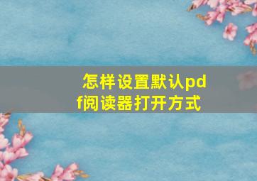 怎样设置默认pdf阅读器打开方式