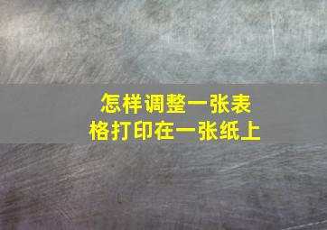 怎样调整一张表格打印在一张纸上