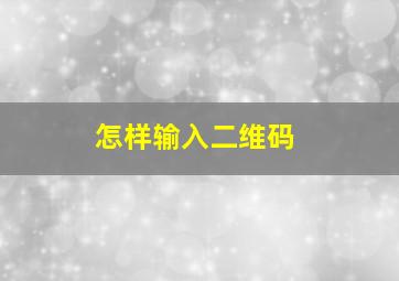 怎样输入二维码