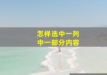 怎样选中一列中一部分内容