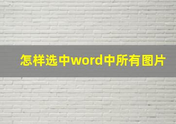 怎样选中word中所有图片