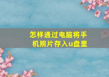 怎样通过电脑将手机照片存入u盘里