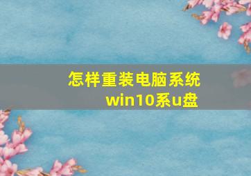 怎样重装电脑系统win10系u盘