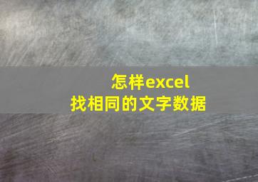 怎样excel找相同的文字数据