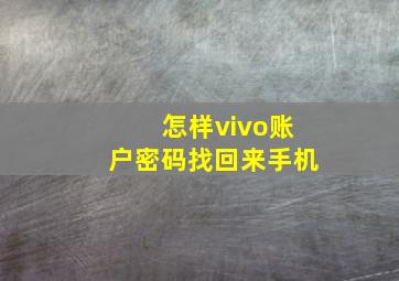 怎样vivo账户密码找回来手机