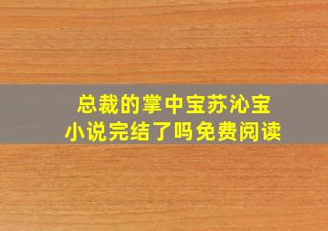 总裁的掌中宝苏沁宝小说完结了吗免费阅读