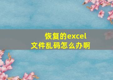 恢复的excel文件乱码怎么办啊