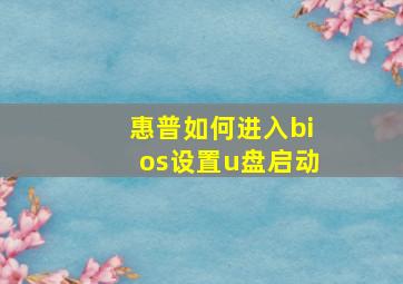 惠普如何进入bios设置u盘启动