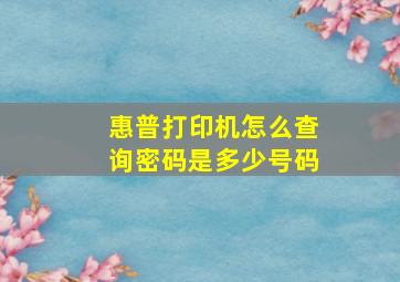 惠普打印机怎么查询密码是多少号码