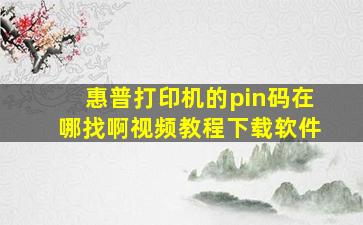 惠普打印机的pin码在哪找啊视频教程下载软件