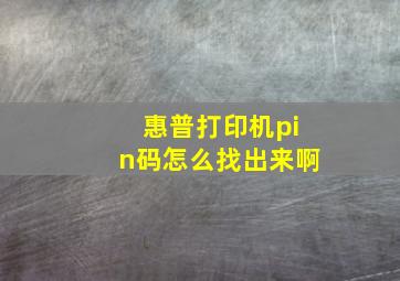 惠普打印机pin码怎么找出来啊