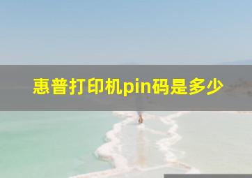 惠普打印机pin码是多少