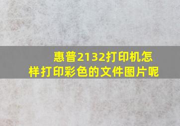 惠普2132打印机怎样打印彩色的文件图片呢