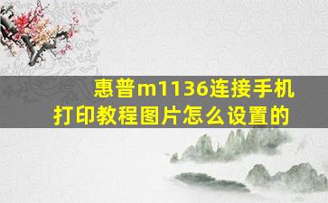 惠普m1136连接手机打印教程图片怎么设置的