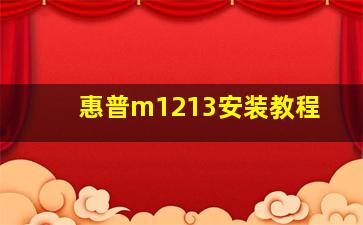 惠普m1213安装教程