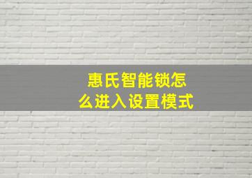 惠氏智能锁怎么进入设置模式