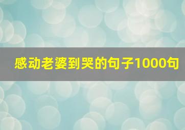 感动老婆到哭的句子1000句