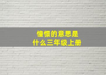 憧憬的意思是什么三年级上册