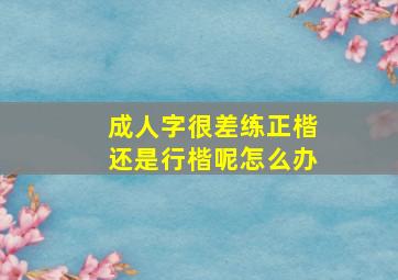 成人字很差练正楷还是行楷呢怎么办