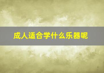 成人适合学什么乐器呢