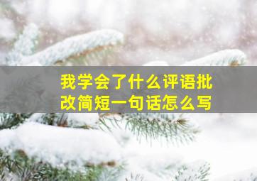 我学会了什么评语批改简短一句话怎么写