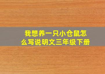 我想养一只小仓鼠怎么写说明文三年级下册