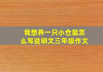 我想养一只小仓鼠怎么写说明文三年级作文