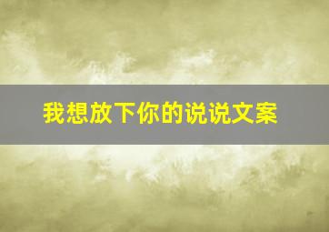 我想放下你的说说文案