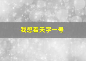 我想看天字一号