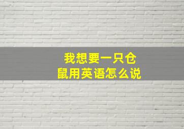 我想要一只仓鼠用英语怎么说