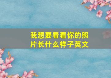 我想要看看你的照片长什么样子英文